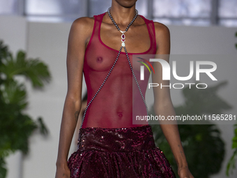 A model walks the runway at the PatBo show during New York Fashion Week in New York City, United States, on September 10, 2024. (