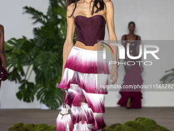 A model walks the runway at the PatBo show during New York Fashion Week in New York City, United States, on September 10, 2024. (