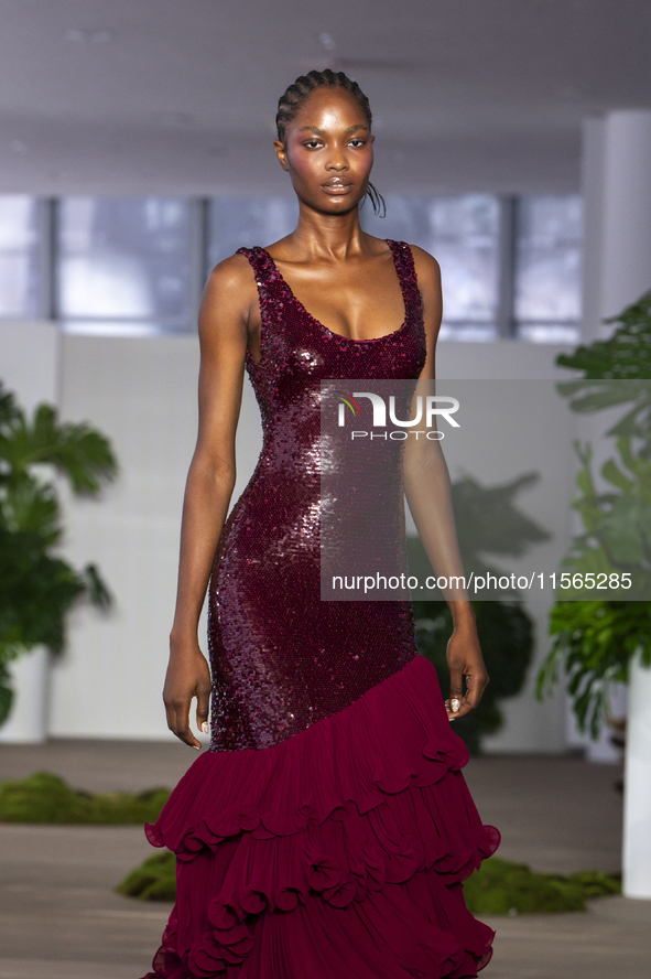 A model walks the runway at the PatBo show during New York Fashion Week in New York City, United States, on September 10, 2024. 