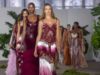 Alessandra Ambrosio leads the models as they walk the runway finale at the PatBo show during September 2024 New York Fashion Week in New Yor...