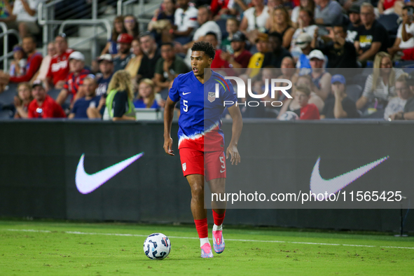 USA's Caleb Wiley is seen during the friendly soccer match between the United States Men's National Team and New Zealand at TQL Stadium in C...