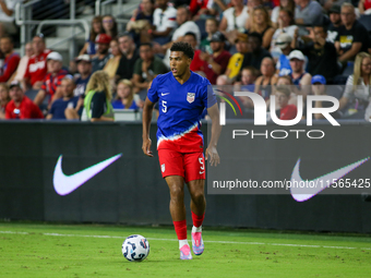 USA's Caleb Wiley is seen during the friendly soccer match between the United States Men's National Team and New Zealand at TQL Stadium in C...