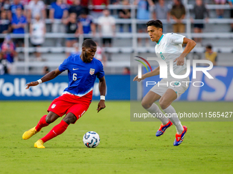 USA's Yunus Musah is seen during the friendly soccer match between the United States Men's National Team and New Zealand at TQL Stadium in C...