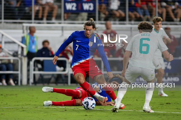 USA's Cade Cowell is seen during the friendly soccer match between the United States Men's National Team and New Zealand at TQL Stadium in C...