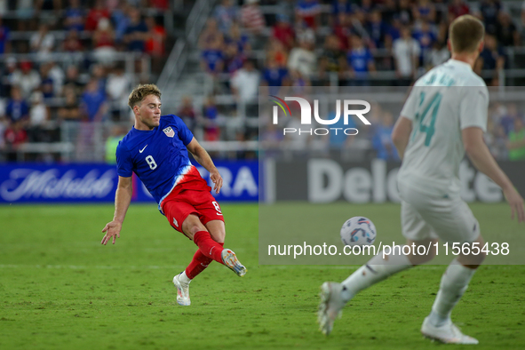 USA's Aidan Morris is seen during the friendly soccer match between the United States Men's National Team and New Zealand at TQL Stadium in...