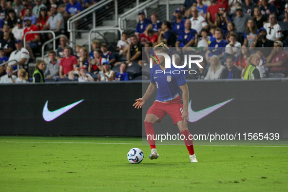 USA's Aidan Morris is seen during the friendly soccer match between the United States Men's National Team and New Zealand at TQL Stadium in...