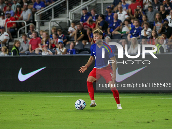 USA's Aidan Morris is seen during the friendly soccer match between the United States Men's National Team and New Zealand at TQL Stadium in...