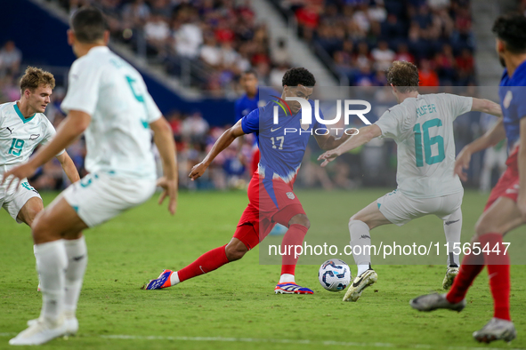 USA's Malik Tillman is seen during the friendly soccer match between the United States Men's National Team and New Zealand at TQL Stadium in...