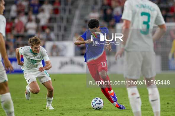 USA's Malik Tillman is seen during the friendly soccer match between the United States Men's National Team and New Zealand at TQL Stadium in...