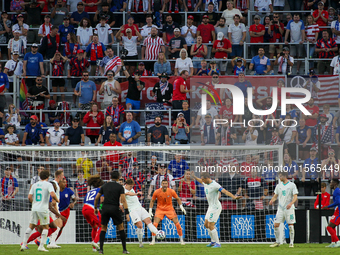 Players stand in front of New Zealand's goal during the friendly soccer match between the United States Men's National Team and New Zealand...