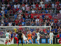 Players stand in front of New Zealand's goal during the friendly soccer match between the United States Men's National Team and New Zealand...