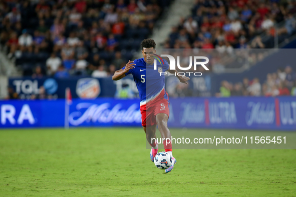 USA's Caleb Wiley is seen during the friendly soccer match between the United States Men's National Team and New Zealand at TQL Stadium in C...