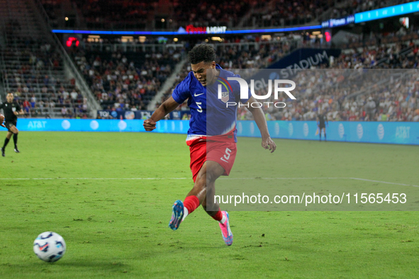 USA's Caleb Wiley is seen during the friendly soccer match between the United States Men's National Team and New Zealand at TQL Stadium in C...