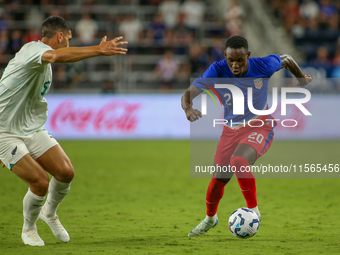 USA's Folarin Balogun is seen during the friendly soccer match between the United States Men's National Team and New Zealand at TQL Stadium...