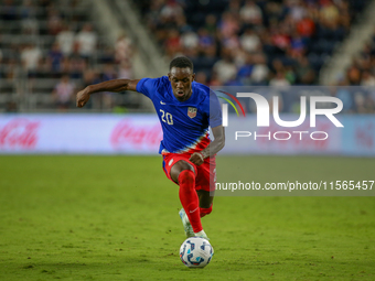 USA's Folarin Balogun is seen during the friendly soccer match between the United States Men's National Team and New Zealand at TQL Stadium...