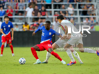 USA's Folarin Balogun is seen during the friendly soccer match between the United States Men's National Team and New Zealand at TQL Stadium...