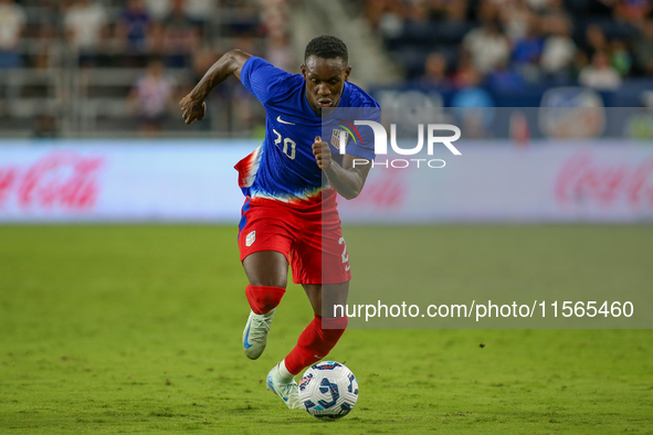 USA's Folarin Balogun is seen during the friendly soccer match between the United States Men's National Team and New Zealand at TQL Stadium...