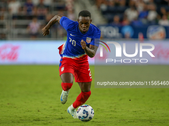 USA's Folarin Balogun is seen during the friendly soccer match between the United States Men's National Team and New Zealand at TQL Stadium...