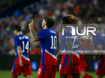 USA's Christian Pulisic is seen after scoring a goal during the friendly soccer match between the United States Men's National Team and New...