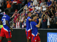 USA's Christian Pulisic is seen after scoring a goal during the friendly soccer match between the United States Men's National Team and New...