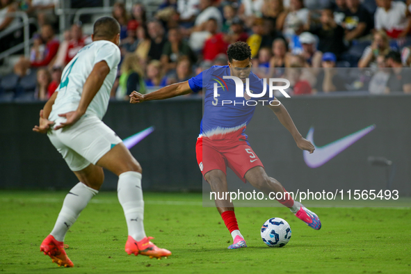 USA's Caleb Wiley is seen during the friendly soccer match between the United States Men's National Team and New Zealand at TQL Stadium in C...