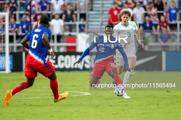 USA's Folarin Balogun is seen during the friendly soccer match between the United States Men's National Team and New Zealand at TQL Stadium...