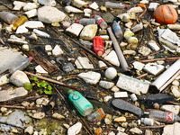 A small amount of floating objects is seen in the backbend of part of the Three Gorges Reservoir in Yichang, Hubei province, China, on Septe...