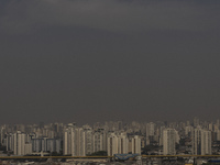 Dry weather and a layer of pollution cover the sky in Sao Paulo, Brazil, on the morning of September 11, 2024. Sao Paulo wakes up with worry...