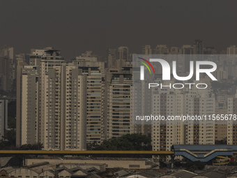 Dry weather and a layer of pollution cover the sky in Sao Paulo, Brazil, on the morning of September 11, 2024. Sao Paulo wakes up with worry...