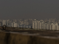 Dry weather and a layer of pollution cover the sky in Sao Paulo, Brazil, on the morning of September 11, 2024. Sao Paulo wakes up with worry...