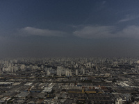 Dry weather and a layer of pollution cover the sky in Sao Paulo, Brazil, on the morning of September 11, 2024. Sao Paulo wakes up with worry...