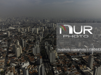 Dry weather and a layer of pollution cover the sky in Sao Paulo, Brazil, on the morning of September 11, 2024. Sao Paulo wakes up with worry...