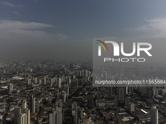 Dry weather and a layer of pollution cover the sky in Sao Paulo, Brazil, on the morning of September 11, 2024. Sao Paulo wakes up with worry...