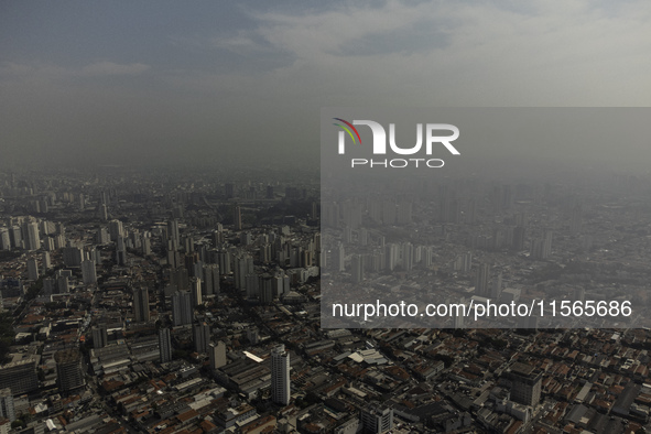 Dry weather and a layer of pollution cover the sky in Sao Paulo, Brazil, on the morning of September 11, 2024. Sao Paulo wakes up with worry...