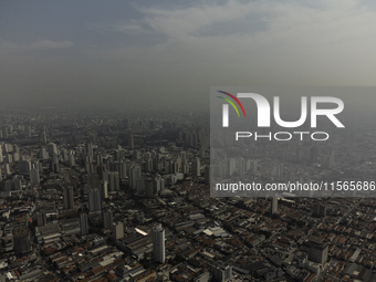 Dry weather and a layer of pollution cover the sky in Sao Paulo, Brazil, on the morning of September 11, 2024. Sao Paulo wakes up with worry...