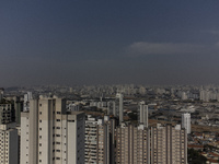 Dry weather and a layer of pollution cover the sky in Sao Paulo, Brazil, on the morning of September 11, 2024. Sao Paulo wakes up with worry...