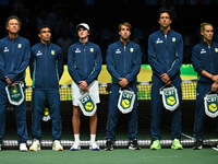 The Brazil team during the 2024 Davis Cup Finals Group Stage match between Italy and Brazil at Unipol Arena in Bologna, Italy, on September...