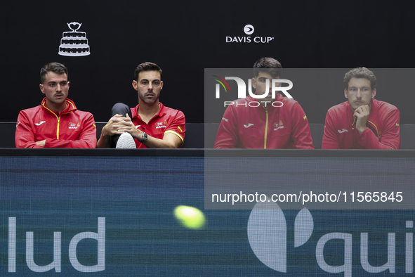 Pablo Carreno, Carlos Alcaraz, Pedro Martinez, and Marcel Granollers during the Davis Cup match between Czechia and Spain in Czechia, on Sep...