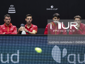 Pablo Carreno, Carlos Alcaraz, Pedro Martinez, and Marcel Granollers during the Davis Cup match between Czechia and Spain in Czechia, on Sep...