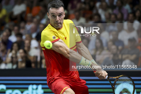 Roberto Bautista during the Davis Cup match between Czechia and Spain in Czechia, on September 11, 2023. 