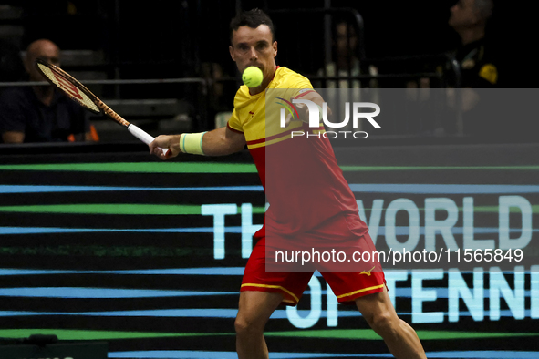 Roberto Bautista during the Davis Cup match between Czechia and Spain in Czechia, on September 11, 2023. 