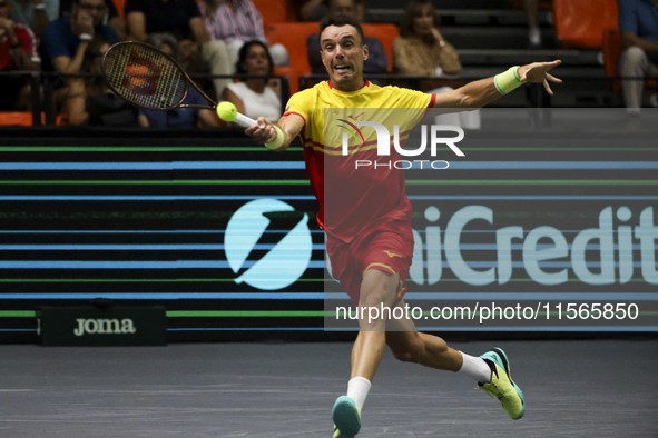 Roberto Bautista during the Davis Cup match between Czechia and Spain in Czechia, on September 11, 2023. 