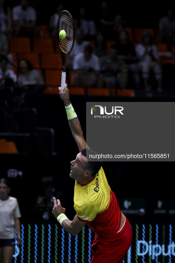 Roberto Bautista during the Davis Cup match between Czechia and Spain in Czechia, on September 11, 2023. 