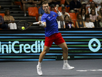 Jiri Lehecka during the Davis Cup match between Czechia and Spain in City, Country, on September 11, 2023. (