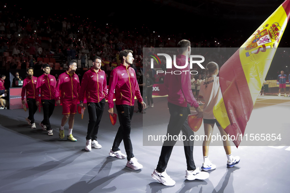 The Spain team before the Davis Cup match between Czechia and Spain in Spain on September 11, 2023. 