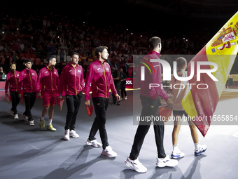 The Spain team before the Davis Cup match between Czechia and Spain in Spain on September 11, 2023. (