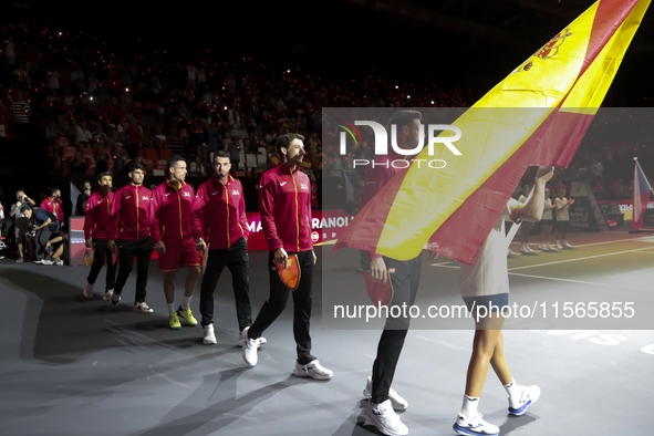 The Spain team before the Davis Cup match between Czechia and Spain in Spain on September 11, 2023. 