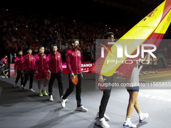 The Spain team before the Davis Cup match between Czechia and Spain in Spain on September 11, 2023. (