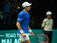 Matteo Arnaldi (ITA) competes during the 2024 Davis Cup Finals Group Stage match between Italy and Brazil at Unipol Arena in Bologna, Italy,...