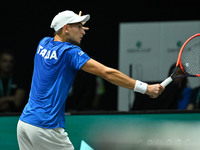 Matteo Arnaldi (ITA) competes during the 2024 Davis Cup Finals Group Stage match between Italy and Brazil at Unipol Arena in Bologna, Italy,...